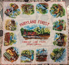 Conneaut Lake Park Fairyland Forest Tapestry 100% Silk Souvenir VTG PA 28