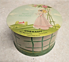 Vintage 40s April Showers Cheramy  New York Powder Tin 6 1/6 oz. Great Condition picture