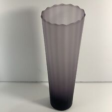 Mid Century Frosted Glass Purple Hombre Vase~8.5”~Outstanding~Ribbed~Asymetrical picture