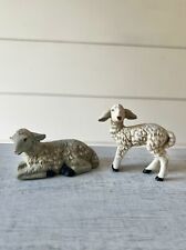 ⭐️ Pair Of Vintage Ceramic Nativity Lambs Sheep 2 Figurines Christmas picture