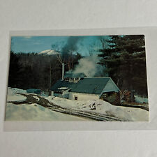 Maple Sugaring Vermont Sugar Building Snow Winter Postcard picture