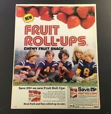 VTG Retro 1983 Fruit Roll-Ups Chewy Fruit Snack Print Ad Coupon picture