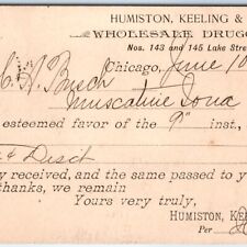 1887 Chicago Humiston Keeling Druggist Receipt Wm CA Busch of Muscatine, IA A157 picture