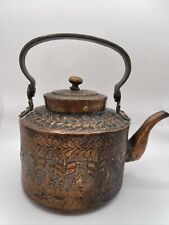 Antique 1800’s Dovetailed Copper Tea Kettle w / Lid Early Hammered Hand Forged picture