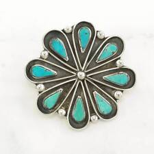 Native American Sterling Silver Brooch Shadowbox Blue Turquoise picture