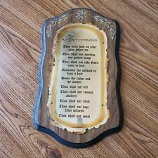 Vintage Home Interiors Homco The Ten Commandments Bible Brass Wood Wall Plaque picture