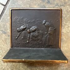 1920s Antique Office Judd Co Real Bronze Bookends Thanks for a Good Harvest 9977 picture