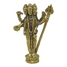 Trimurti Dattatreya Shiva Vishnu Brahma Hindu Amulet Mini Brass Idol Statue #1 picture