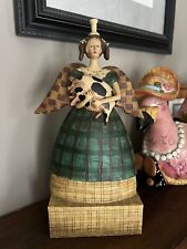 Beautiful Vintage David Harden Folk Art Angel Figurine Country Girl with Her Pig picture