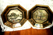 MCM SUNGOTT ART TINTED ENGRAVINGS FRENCH CHILDREN FOUNTAIN MIRROR WOOD FRAMES picture