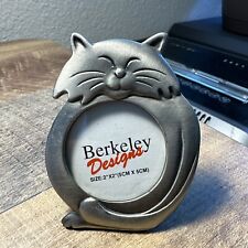 BERKELEY DESIGNS CAT PHOTO FRAME ~ SILVER METAL CAT FRAME ~ 3 1/2