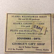 George’s Gift Shop. Joe & Thelma George. Juneau, Alaska. 1961 Ad. picture