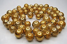 Vintage Antique Blown Glass Gold Large Beads Christmas Ornament Garland Japan picture