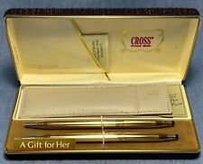 Cross Ladies 14K Gold Roses Pen & Pencil Set, Pen Purse®, Papers *READ* picture