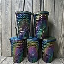 (5) Starbucks Oil Slick Rainbow Studded Tumbler 16oz Grande Cold Cup Fall 2023 picture