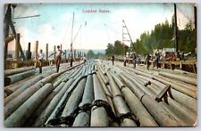 Postcard Logging Lumber Scene, Posted 1914 picture