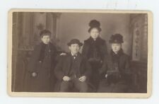 Antique CDV c1870s Four Young People Wearing Winter Clothes Iron Mountain, MI picture