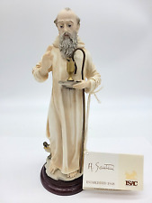 A. Santini Patron Saint Benedict Bird Figurine Alabaster Signed Made in Italy picture