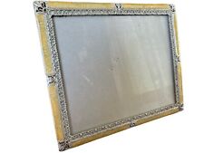 *Vintage Picture Frame Silver Tone Ornate Metal, Enamal Easel Holds 8 x 10 Photo picture