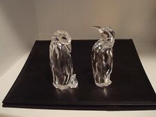 Swarovski Crystal Penguins Pair Father Mother w/Baby Ex Cond. picture