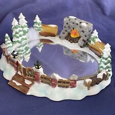 Holiday Time Village Collectibles Ice Skating Pond Fireplace Christmas Decor picture