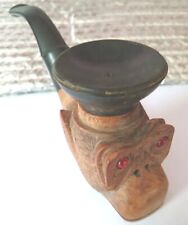 Unique Vintage Briar Lidded Bowl Monkey Head Red Eyes Pipe 5