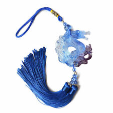 Liuli Blue Crystal Dragon Car Hanging Ornament Feng Shui Talisman Amulet-Pendant picture
