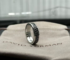 David Yurman Sterling Silver 925 Streamline 2 Row Black Pave Diamond Ring Sz 10 picture