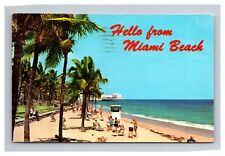 Postcard Miami Beach Florida Greetings Palms and People picture