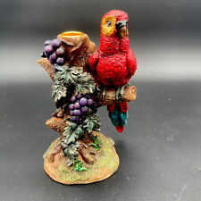 vtg Red Scarlet macaw parrot statue Natural colorful Italian candle holder rare picture