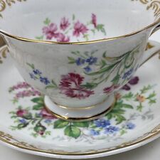 Royal Albert China 'Nosegay' Footed Avon Teacup & Saucer Set w brass stand - G1 picture