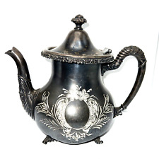 Vintage Antique  Silver Co Quadruple Silver Plated Footed Teapot #2183 picture