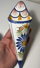 Vintage HB Henriot Quimper France Ceramic Wall Pocket Vase F774 picture
