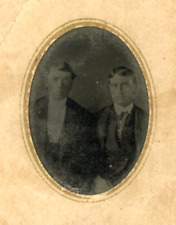 Antique Tintype photograph 1800s Well Dressed Man Cute Couple Gay Interest Mini picture