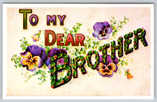 c1960s To My Dear Brother Reproduction Flowers Vintage Postcard picture