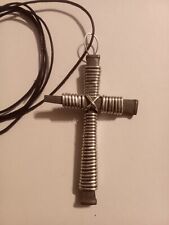 Cross Necklace Made From Vintage Nails. 3 Nails Representing The Trinity. picture