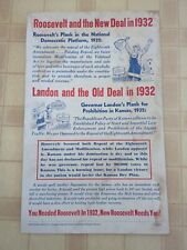 Vintage 1932 Roosevelt And The New Deal Campaign Sign - Democrat National Comm picture