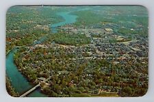 Elkhart IN-Indiana, Aerial View St. Joseph River and Elkhart, Vintage Postcard picture