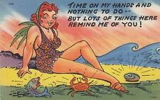 Funny  Postcard Risque  Sexy Girlie - Time on Hands ... picture