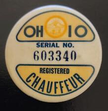 VINTAGE OHIO REGISTERED CHAUFFEUR TAXI LICENSE EMPLOYEE BADGE PIN # 603340 picture