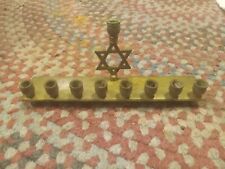 Small Vintage Brass Menorah Hanukkah Decor Candle Holder picture