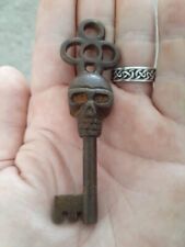 Victorian Skull Key Vintage Style Antique Patina Cast Iron Skeleton Key picture