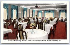 Harrisonburg Virginia~Kavanaugh Hotel~Interior Dining Room~1920s Postcard picture