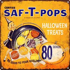 1958 Vintage Saf-T-Pops Halloween Lollipop Candy Sucker Metal Sign 12x12