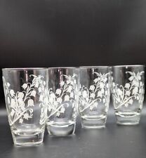 MCM Vintage LIBBEY Lilly of the Valley Tumbler Glasses 12 oz Set of 4 USA picture