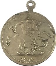 Antique 1902 St George, Edwardus Vil D G Britt Coronation Gold Tone Medal picture