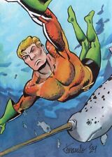 ORIGINAL JLA - Aquaman 1/1 Hand Drawn Sketch Card comic cartoon ACEO Art picture