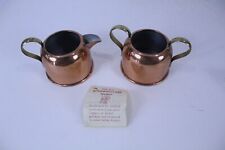 Copper Cream and Sugar Set with Brass Trim Silver Washed Interior by Coppercraft picture