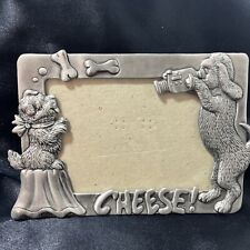 Vtg Doggies “Say Cheese” Pewter Picture Frame For 3 X 5 Photo. B21 picture