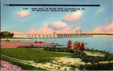 1940'S. CLARKSVILLE, VA. KERR DAM, BUGG'S ISLAND LAKE. POSTCARD SL24 picture